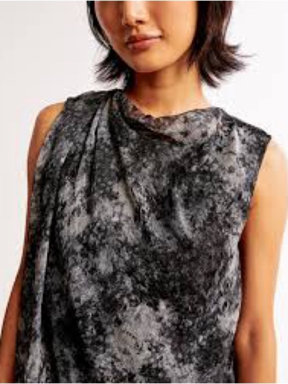 Abercrombie & Fitch Womens Sleeveless Blouse Black White Marbling Size XS